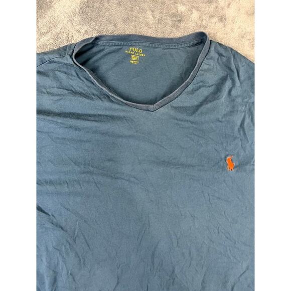Men’s Polo Ralph Lauren 2XLT Blue V Neck Short Sleeve T Shirt Excellent - Picture 4 of 9